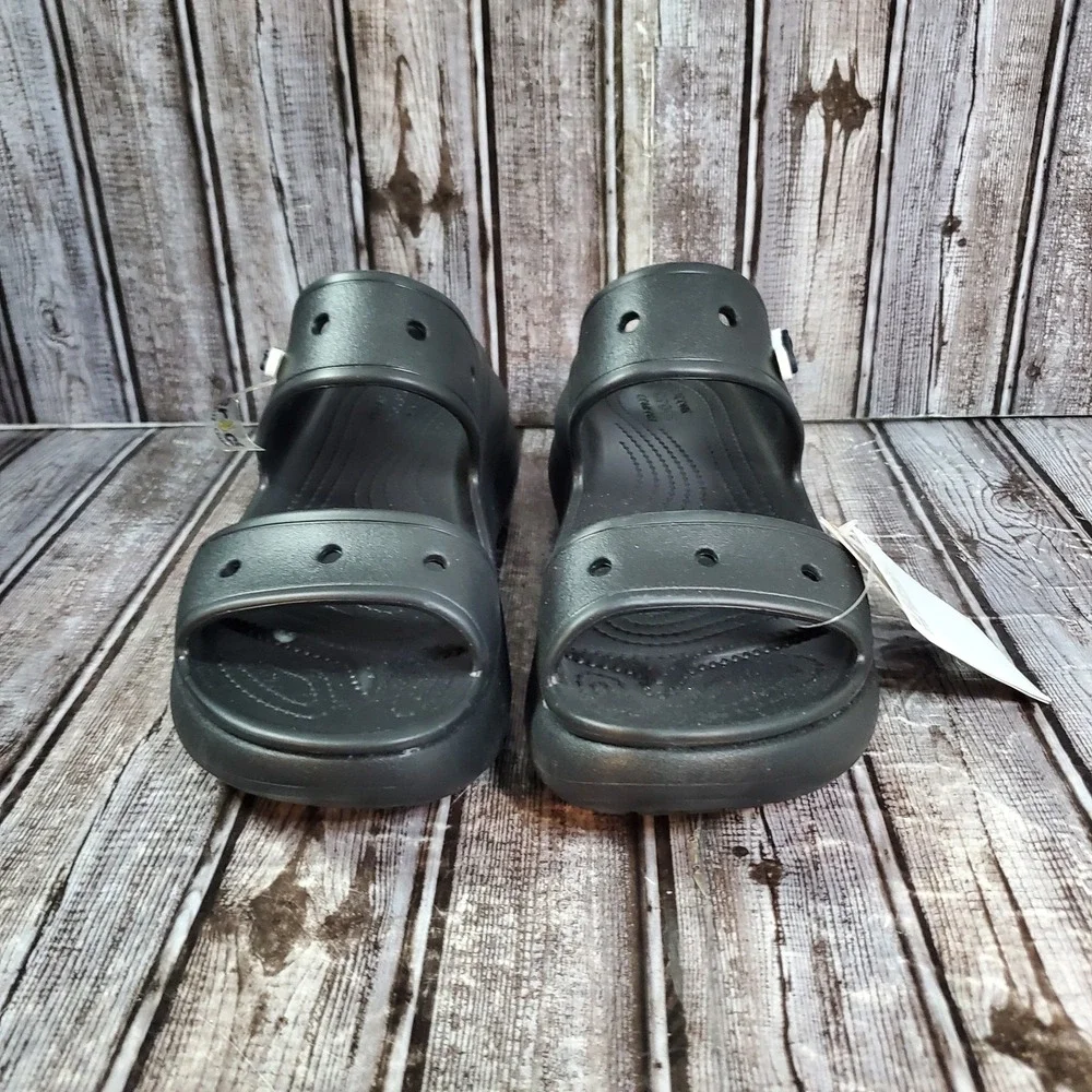 Crocs Men's Classic Crush Sandal Black Platform Slide Size 11